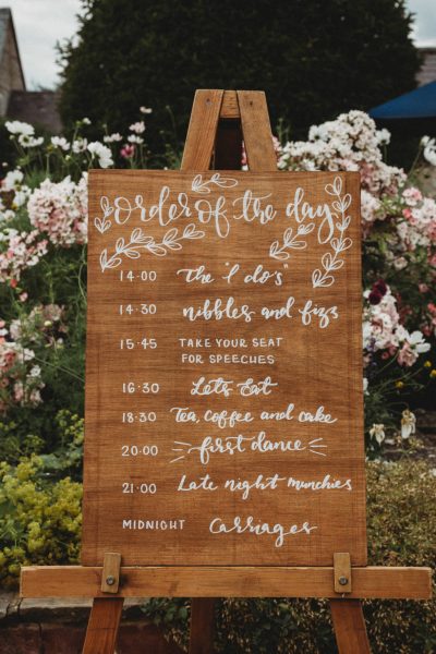 wedding timeline signage