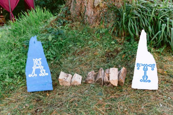 Wooden blocks timber initials sign