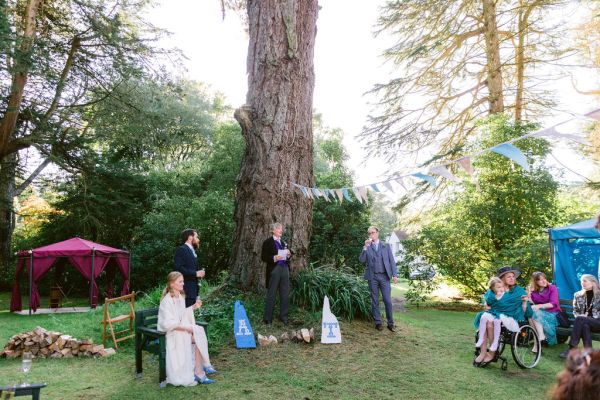 Guests family initials ceremony wedding couple bride groom