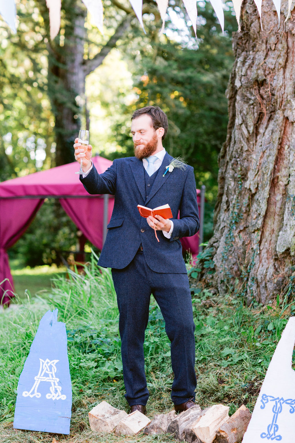 Best man speech cheers initials champagne prosecco