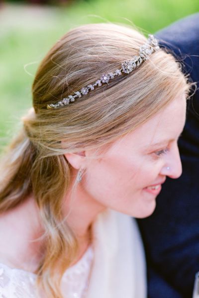 Bride smiling at speeches