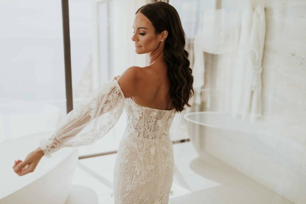 bride off shoulder dress