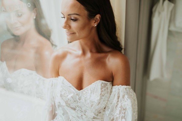 bride off shoulder dress