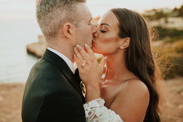 bride and groom kissing