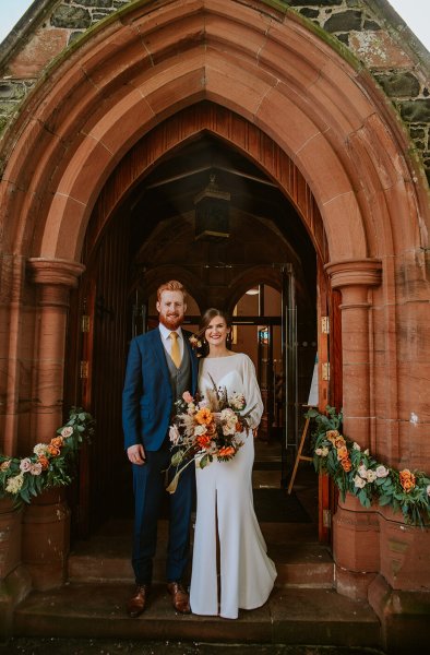 bride and groom church entrance