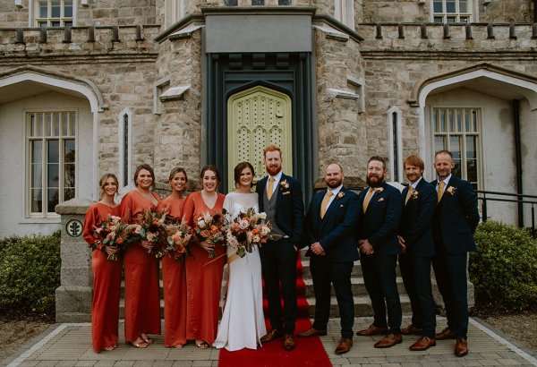 bridal party orange bridedmaids