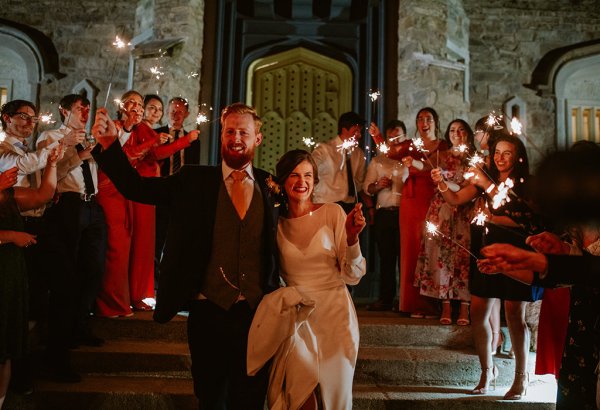 sparklers bride and groom wedding