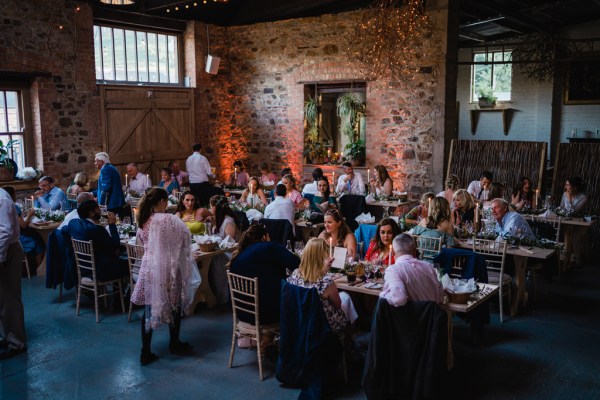 Wedding photography Jane & Alex interior dining guests family eating drinking