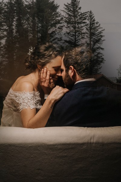 Aisling & Forbes Real Wedding couple embrace tree reflection photography