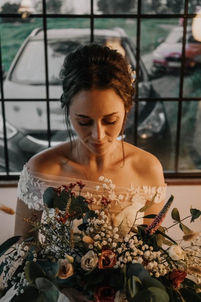 Aisling & Forbes Real Wedding bride dress flowers detail roses