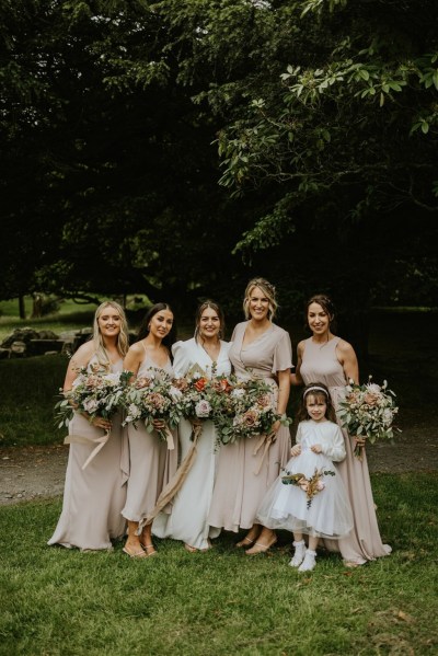 Bride child bridesmaids dress rose flower detail