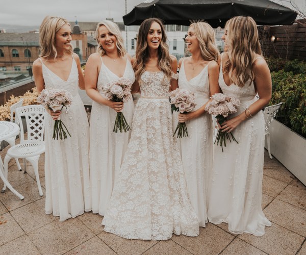 white bridesmaid dresses