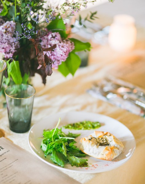 Juniper Barn Photography real weddings table setting flowers wine glasses cutlery menu starter course