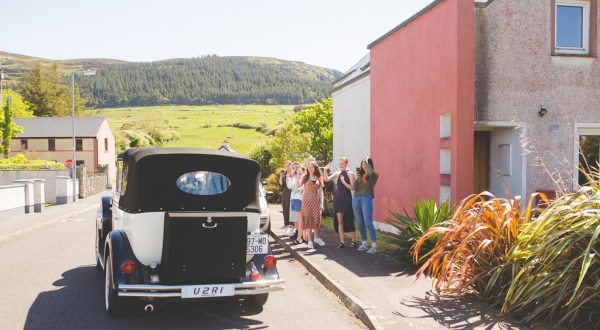 Juniper Barn Photography real weddings bride wedding friends sunny car