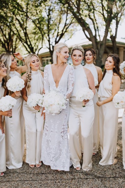 ivory bridesmaids jumpsuits