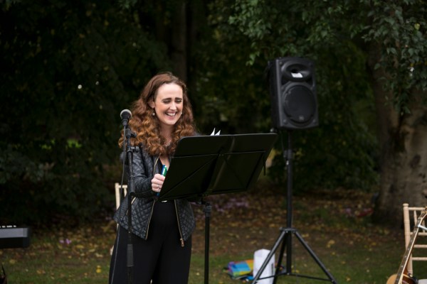 Eoin & Darran Real Wedding speech singer singing mic speakers guests ceremony