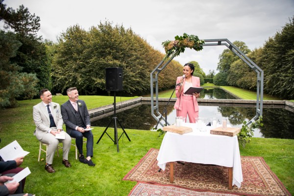 Eoin & Darran Real Wedding officiant officiate grooms ceremony smiling laughing officiant