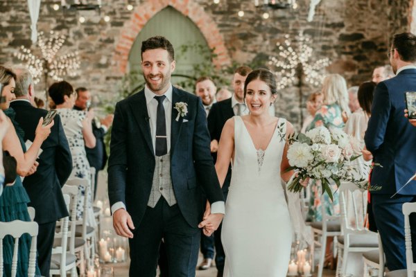 bride and groom leaving ceremony