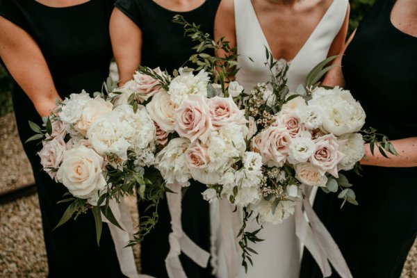 wedding flowers and bouquets roses blush and white