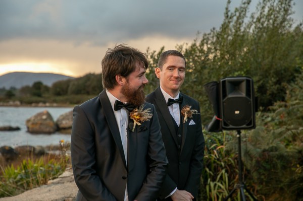 Real Wedding Tracey & Ultan best man groomsman groom smiling exterior