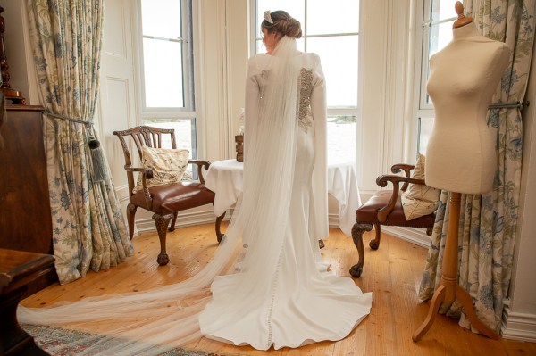 Real Wedding Tracey & Ultan wedding dress detail veil