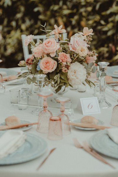 table flowers centerpiece footed bowl