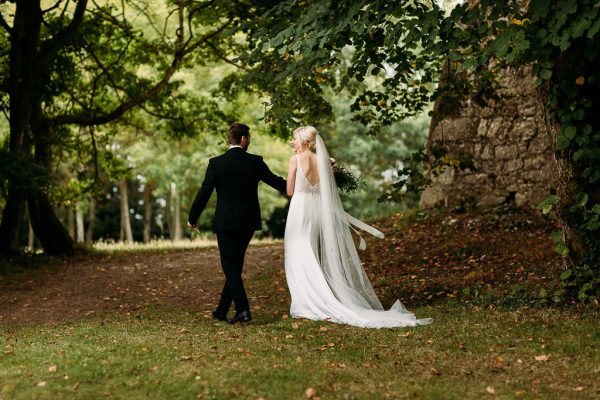 bride and groom outdoors