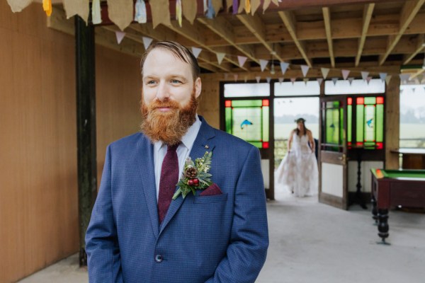 Groom waiting for reveal or first look for bride Olga Hogan Photography: Hannah & Eoghan