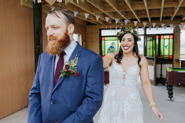 Bride and groom reveal first look Olga Hogan Photography: Hannah & Eoghan