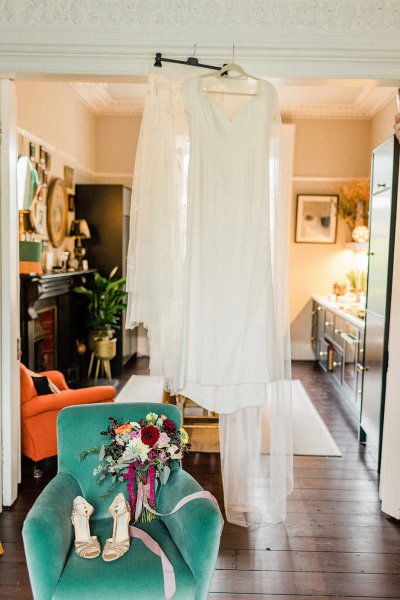 hanging wedding dress