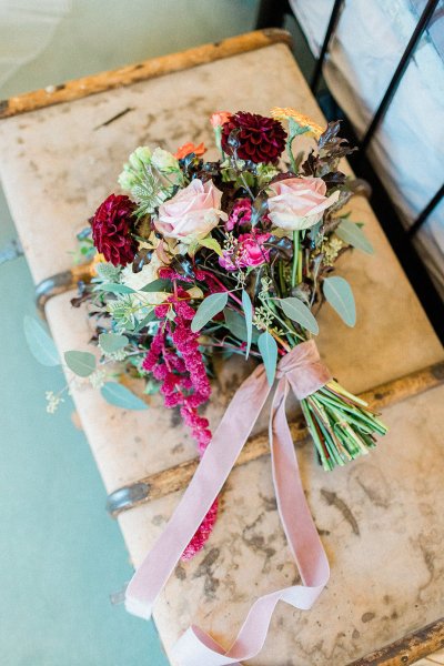 bridal bouquet colourful pink and purple