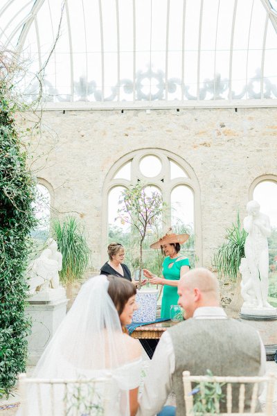 bride and groom top of altar tree planting ceremony