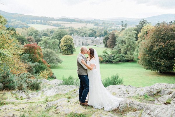 Killruddery House Wedding bride and groom kissing