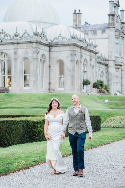 bride and groom walking