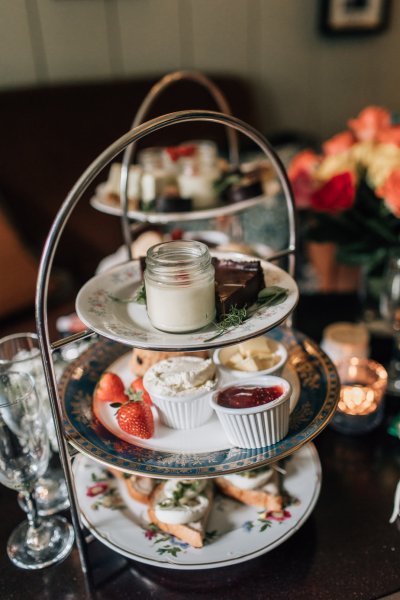 Close up high tea scones treats cakes afternoon tea