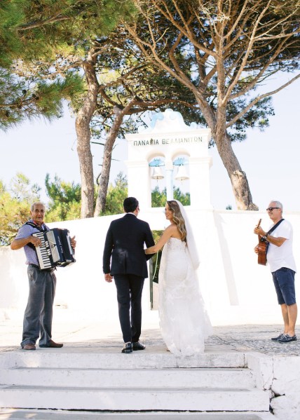 Groom steps guitar playing music romantic