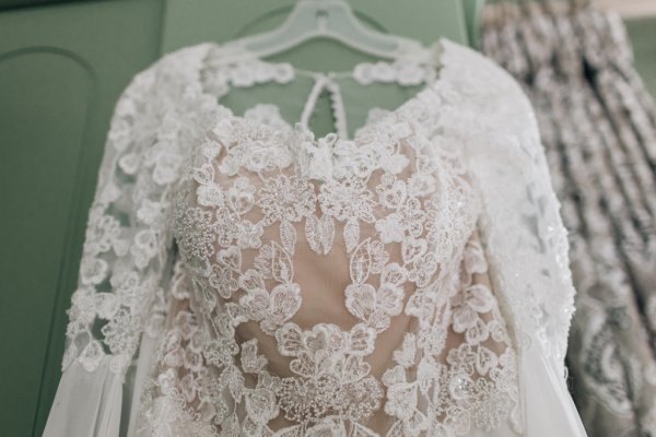 Close up detail of dress lace pattern