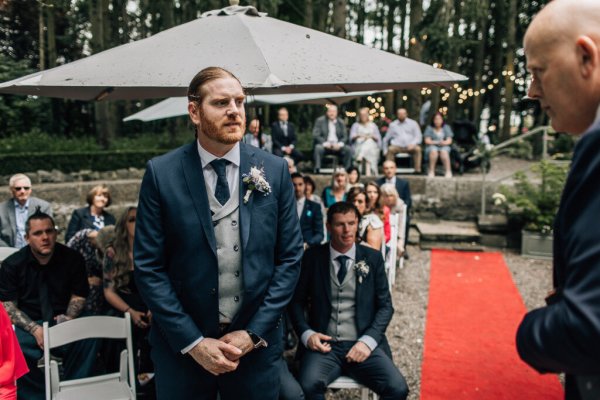 Groom waiting for his bride in wedding ceremony