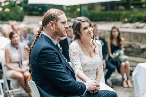 Bride groom plait detail wedding ceremony wedded couple