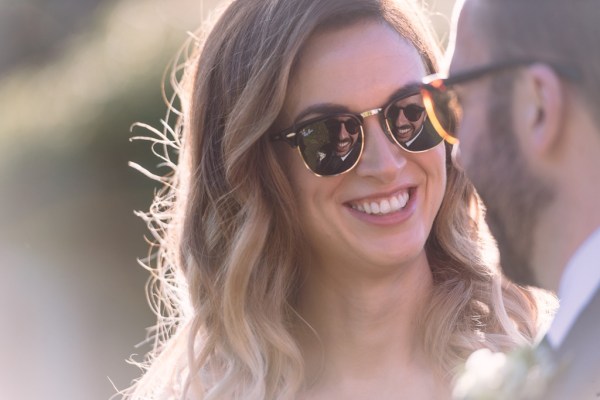 bride wearing sunglasses