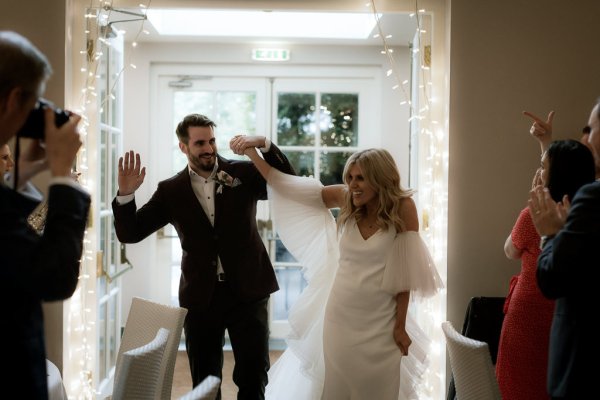 Bride and groom dancing