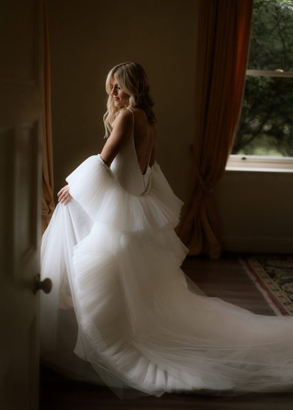 Bridal flowy gown photography bride