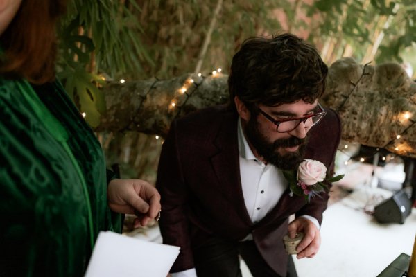 Guests pink flower suit