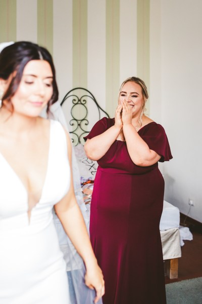 bridesmaid gets emotional and starts crying