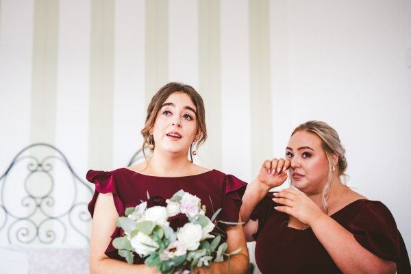 bridesmaid gets emotional and starts crying