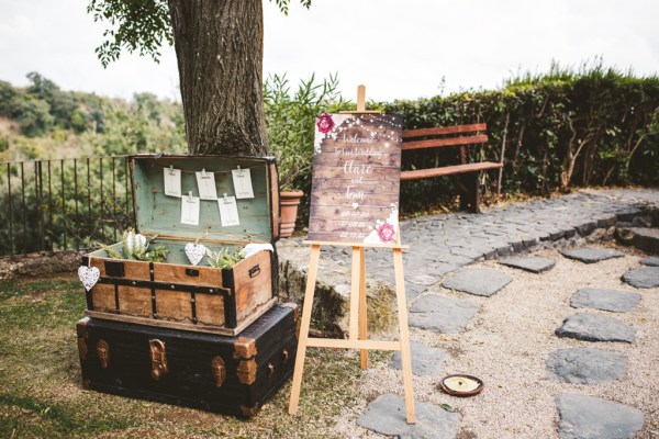 table number seating plan with welcome sign at destination wedding