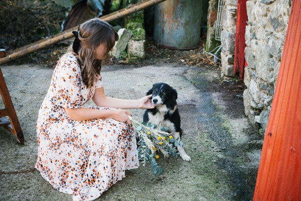 bride and dog