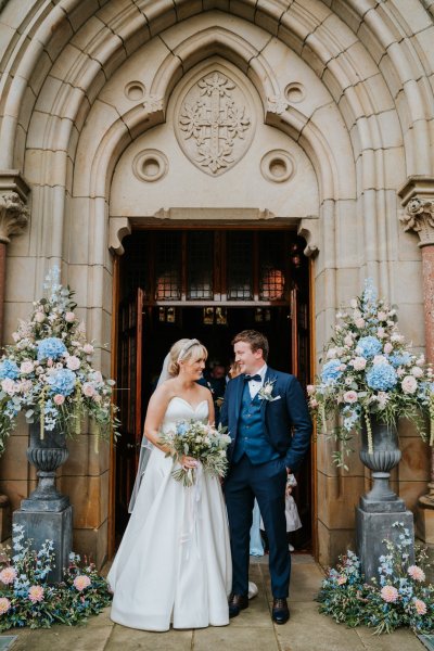 bride and groom exciting ceremony