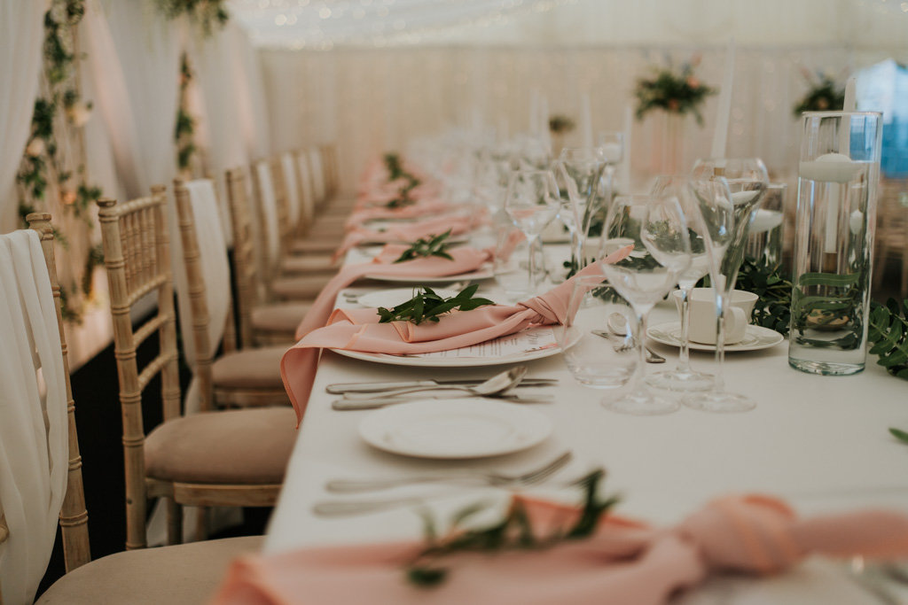 napkin and menu | greenery, herbs and fresh foliage wedding decor ideas