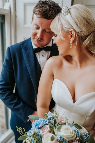 bride and groom tux